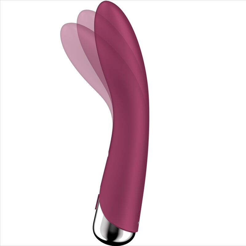 img_160923_90f1181760830a1e5d51ad88b138ddae_1jpg - Sex Shop | Lodia.gr - 100% Διακριτική Και Παράδοση με courier της επιλογή σας Pink curved vibrator with a shiny metallic base, shown from the side with motion blur outlines to indicate movement or multiple positions.