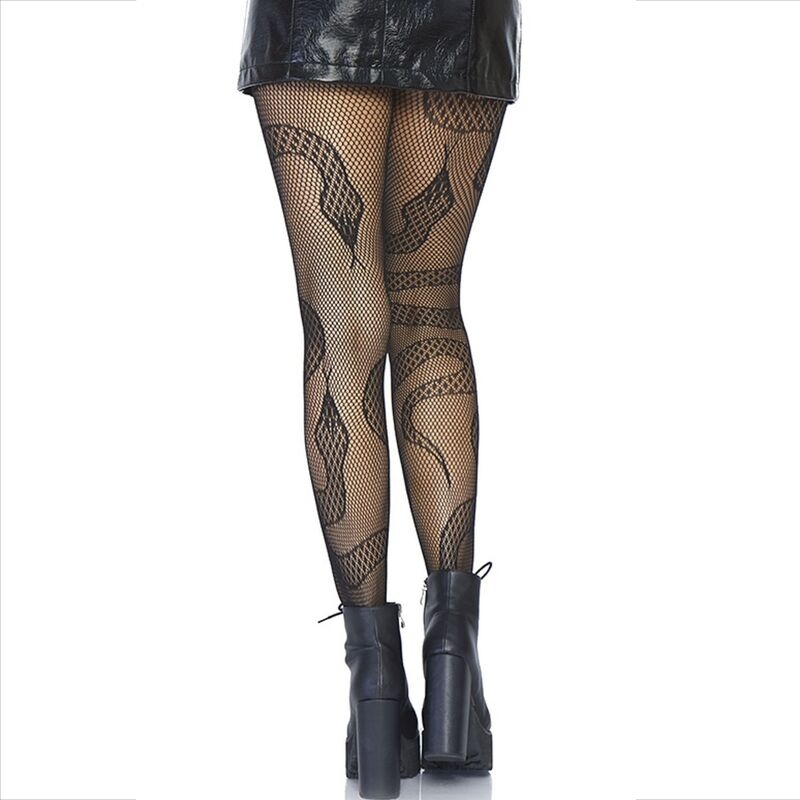 Alternative view of LEG AVENUE - STOCKINGS NET SNAKES BLACK