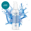 Cooling spray bottle labeled Water Feel with ice-splash background and snowflakes, featuring an x50 indicator in a teal circle.