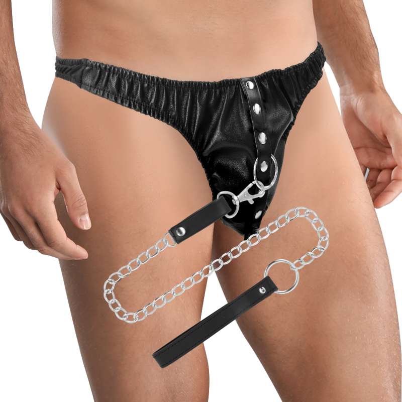 Alternative view of DARKNESS - SUBMISSION THONG WITH METAL CHAIN