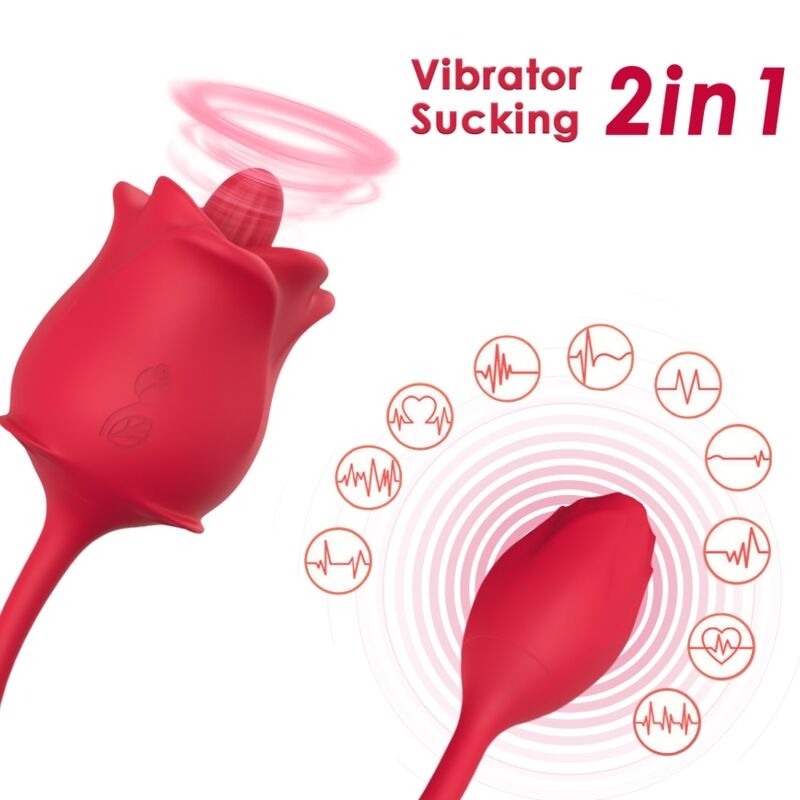 ARMONY - PINK 2 IN 1 SUCTION STIMULATOR VIBRATOR 10 MODES WITH RED TAIL