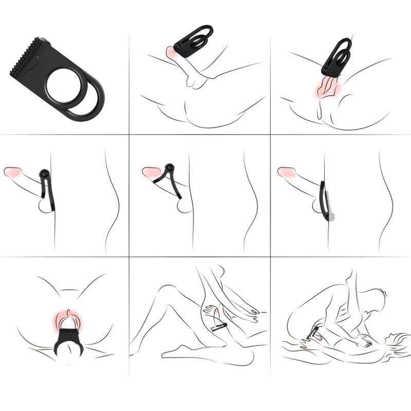 Alternative view of ARMONY - TWINS DOUBLE VIBRATOR RING FOR COUPLES BLACK