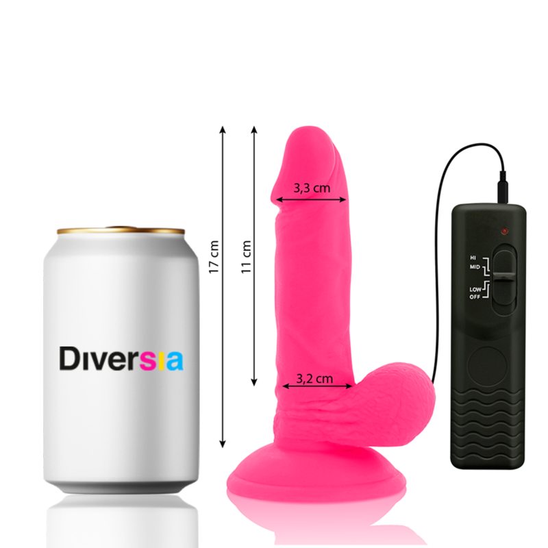 Alternative view of DIVERSIA - FLEXIBLE VIBRATING DILDO PINK 17 CM -O- 3.3 CM