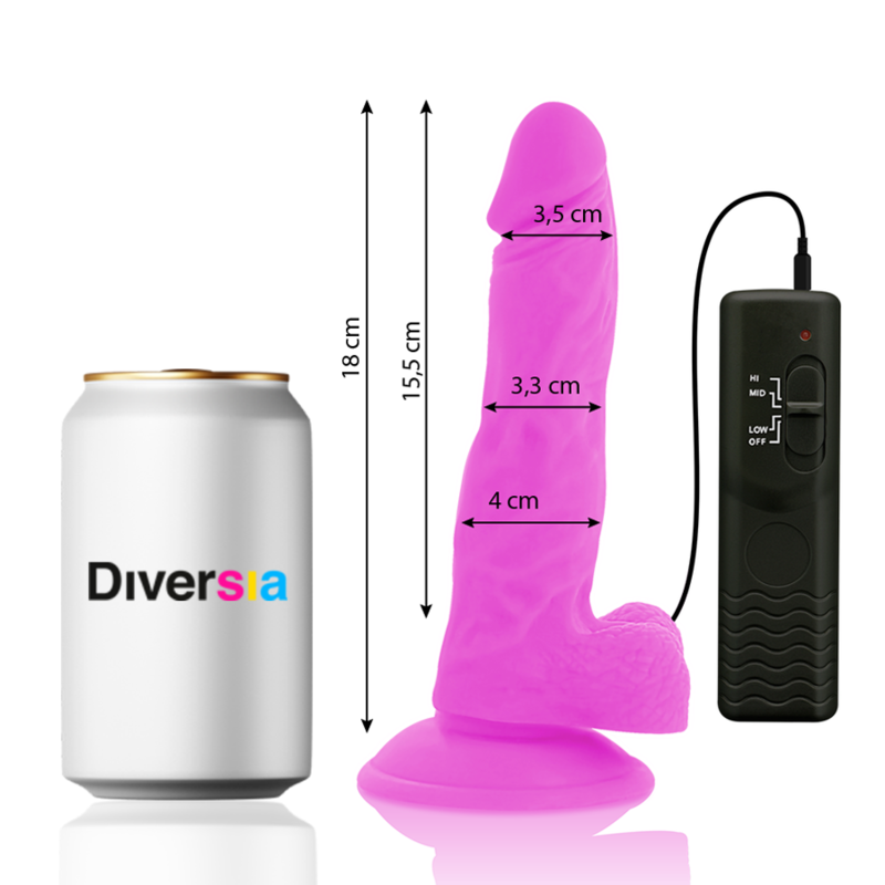 Alternative view of DIVERSIA - FLEXIBLE VIBRATING DILDO PURPLE 18 CM -O- 4 CM