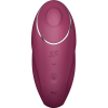 Purple silicone vibrator with curved head and silver rim, featuring control buttons along the handle and the SF logo on the body.