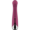Purple vibrator with a rounded head and ergonomic curved body, featuring a control panel near the base.