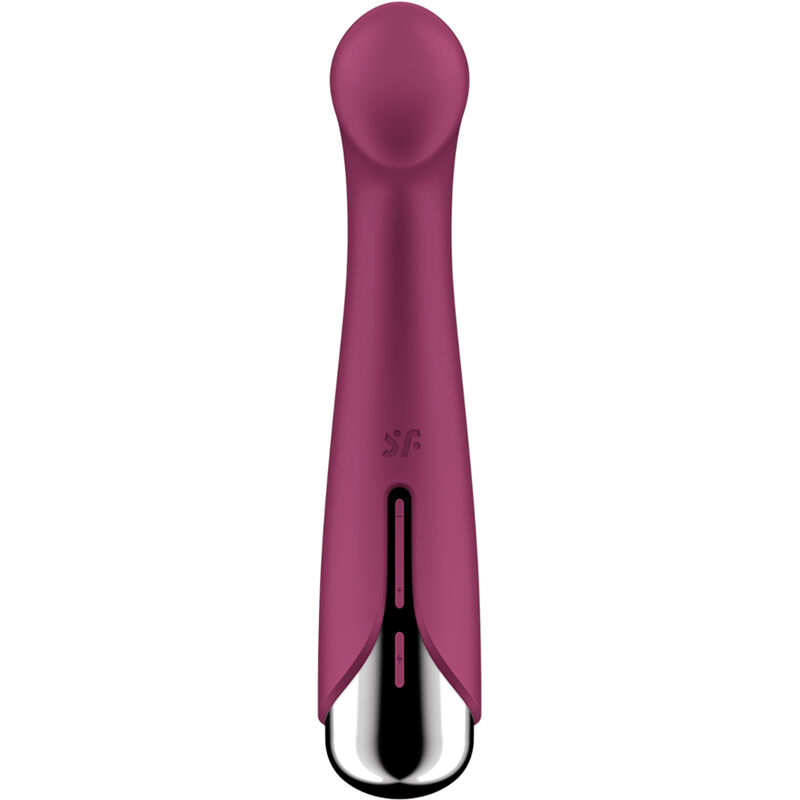 Purple vibrator with a rounded head and ergonomic curved body, featuring a control panel near the base.