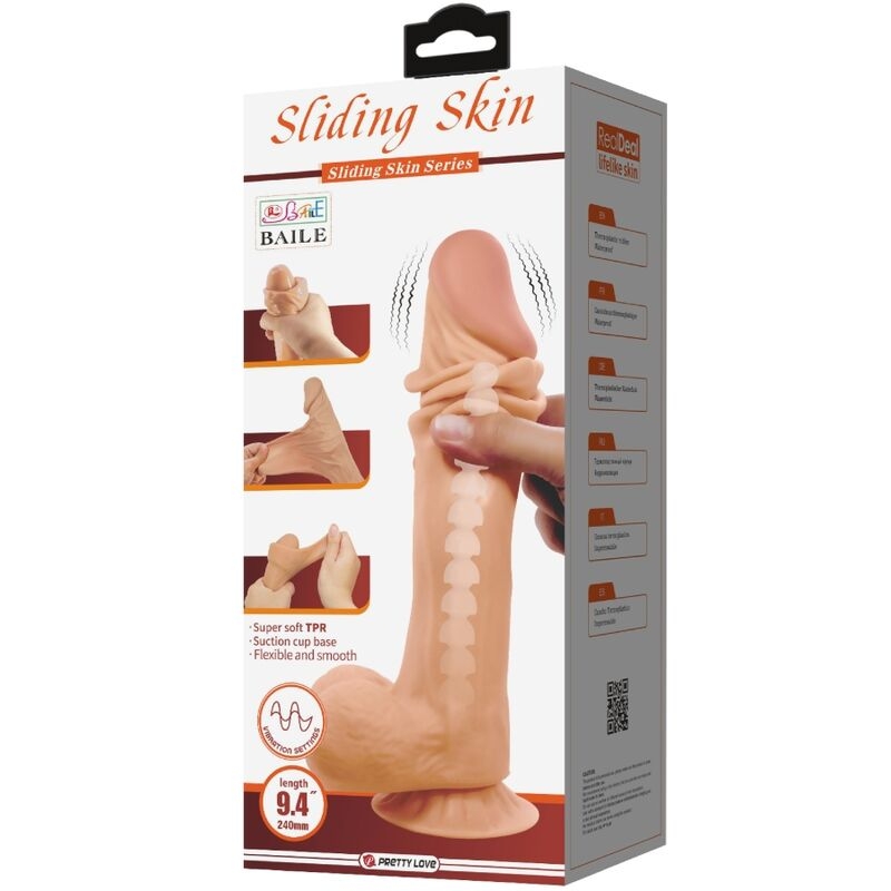 Alternative view of PRETTY LOVE - SLIDING SKIN SERIES REALISTIC DILDO WITH SLIDING SKIN SUCTION CUP REMOTE CONTROL FLESH 24 CM