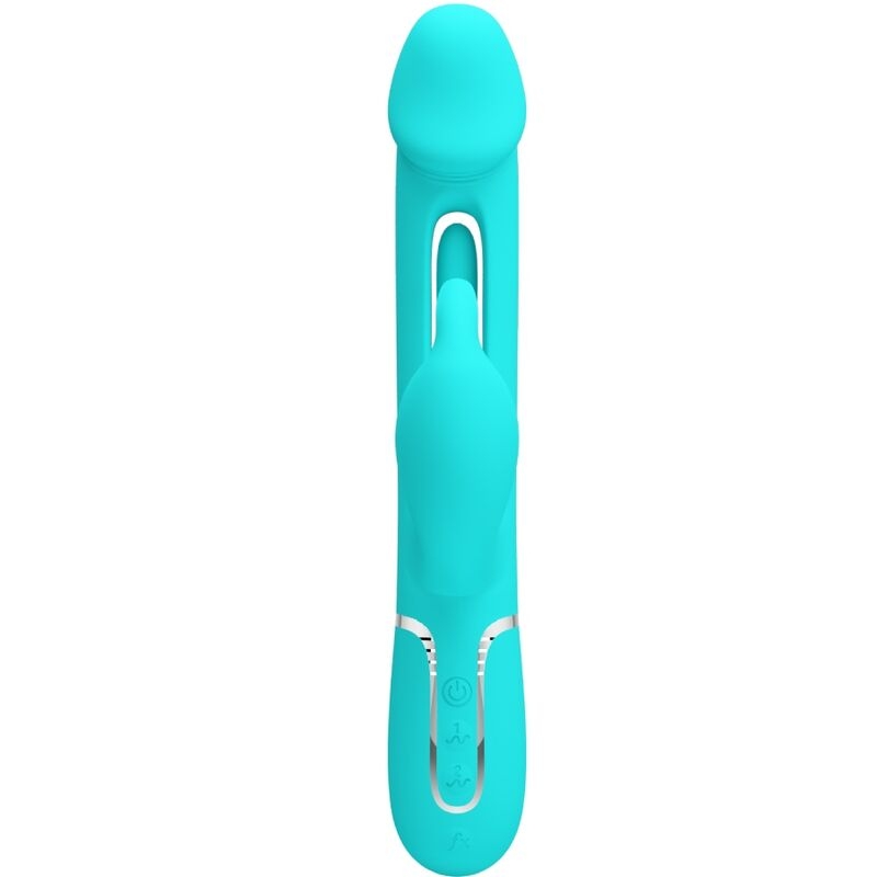 Alternative view of PRETTY LOVE - KAMPAS RABBIT 3 IN 1 MULTIFUNCTION VIBRATOR WITH TONGUE AQUA GREEN