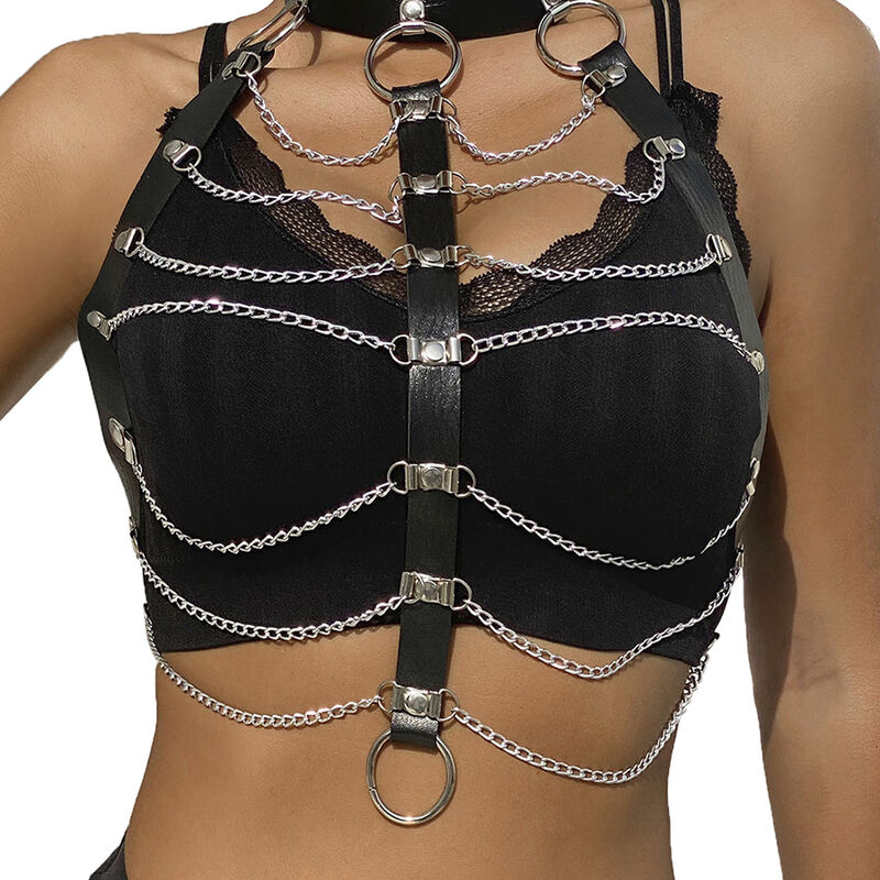 Alternative view of SUBBLIME - CHEST HARNESS LEATHER CHAINS BLACK ONE SIZE