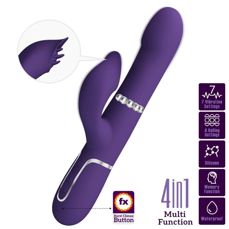 Alternative view of PRETTY LOVE - ZALIN RABBIT VIBRATOR PEARLS 4 IN 1 PURPLE