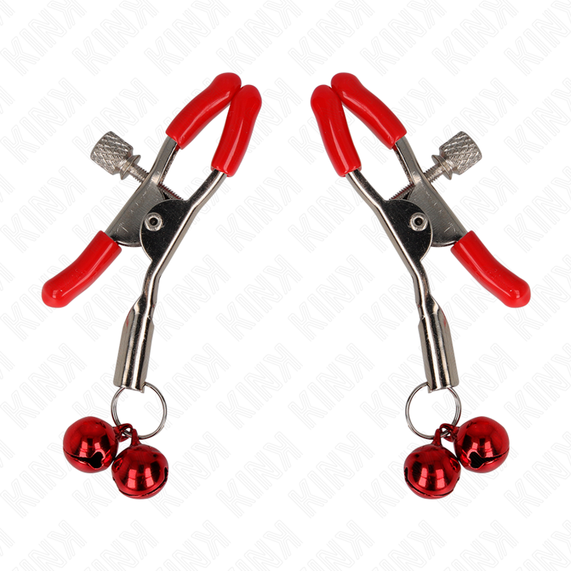 Alternative view of KINK - RED DOUBLE BELL NIPPLE CLAMP RED 6 CM