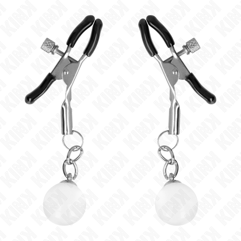 Alternative view of KINK - GLASS BEAD NIPPLE CLAMPS SILVER 6 CM