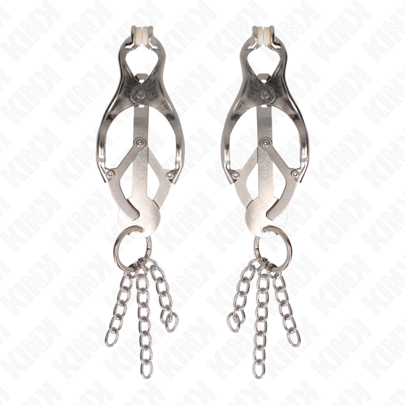 Alternative view of KINK - JAPANESE CLOVER NIPPLE CLAMPS WITH LITTLE CHAINS SILVER
