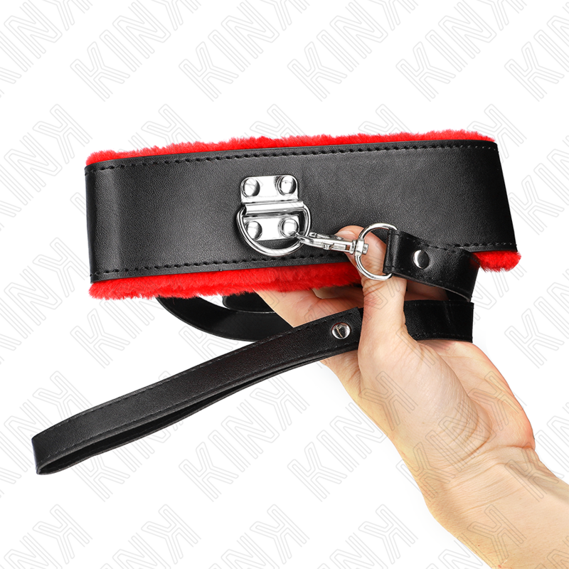 Alternative view of KINK - NECKLACE WITH BELT 116 CM WITH RED LEATHER STRAP ADJUSTABLE 40-48 CM X 6 CM
