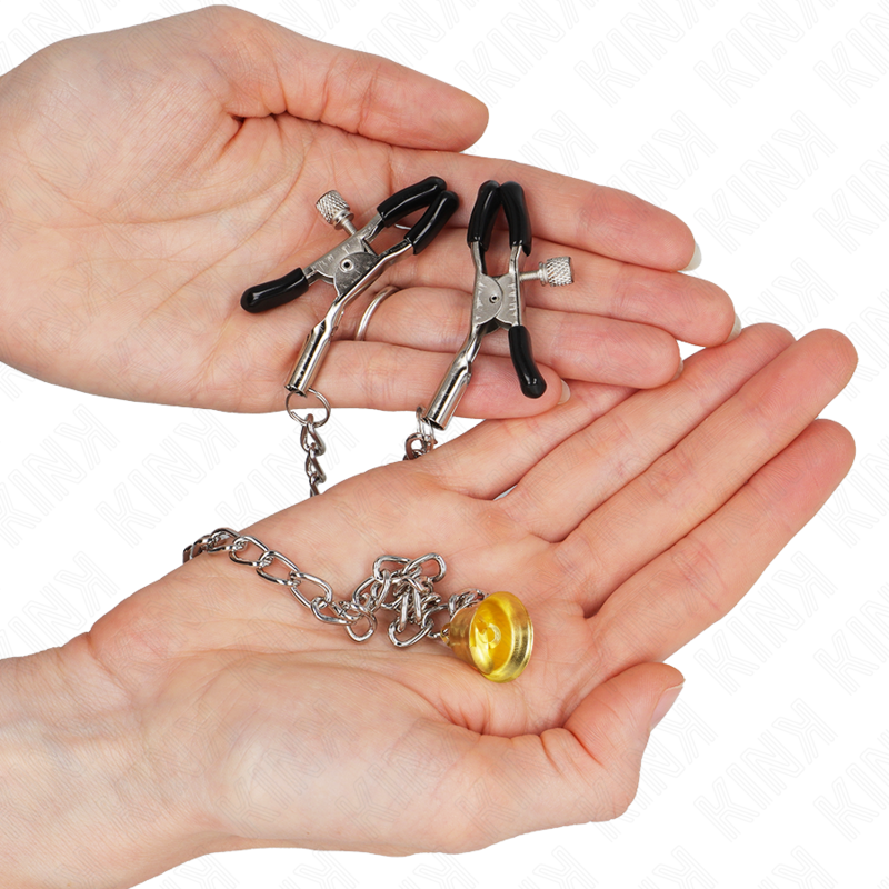Alternative view of KINK - CHAIN NIPPLE CLAMPS WITH HORN PENDANT 30 CM