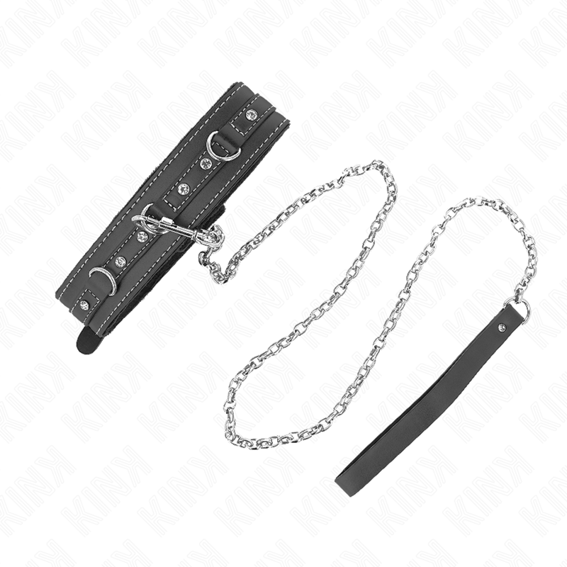 Alternative view of KINK - PVC LEATHER NECKLACE WITH BELT 105 CM RHINESTONE RIVET 41.5 X 4 CM