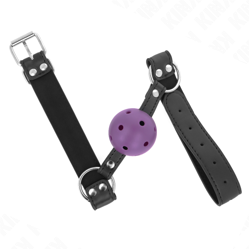 Alternative view of KINK - BREATHABLE BALL 4 CM GAG WITH DOUBLE RIVET PURPLE 62.5 x 2.5 CM ADJUSTABLE 42-58 CM