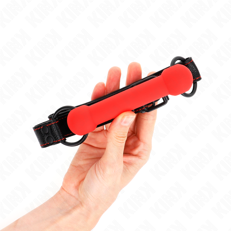 Alternative view of KINK - BONE GAG WITH LEATHERETTE STRAP RED ADJUSTABLE 41-57 CM