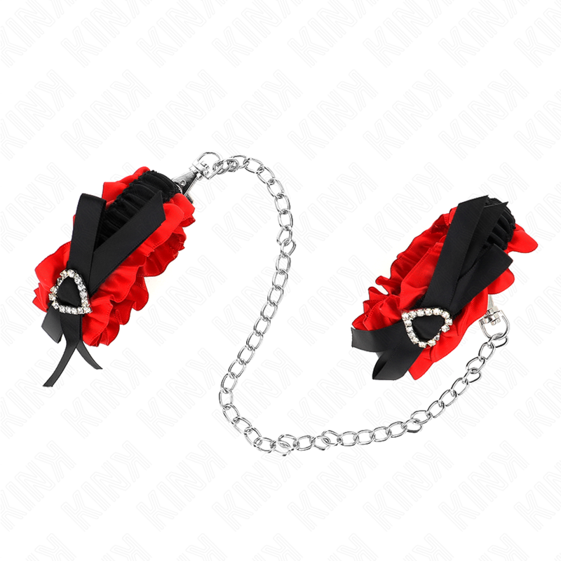 Alternative view of KINK - LACE ELASTIC WRIST RESTRAINTS RED HEART DETAILS ADJUSTABLE 22-35 CM