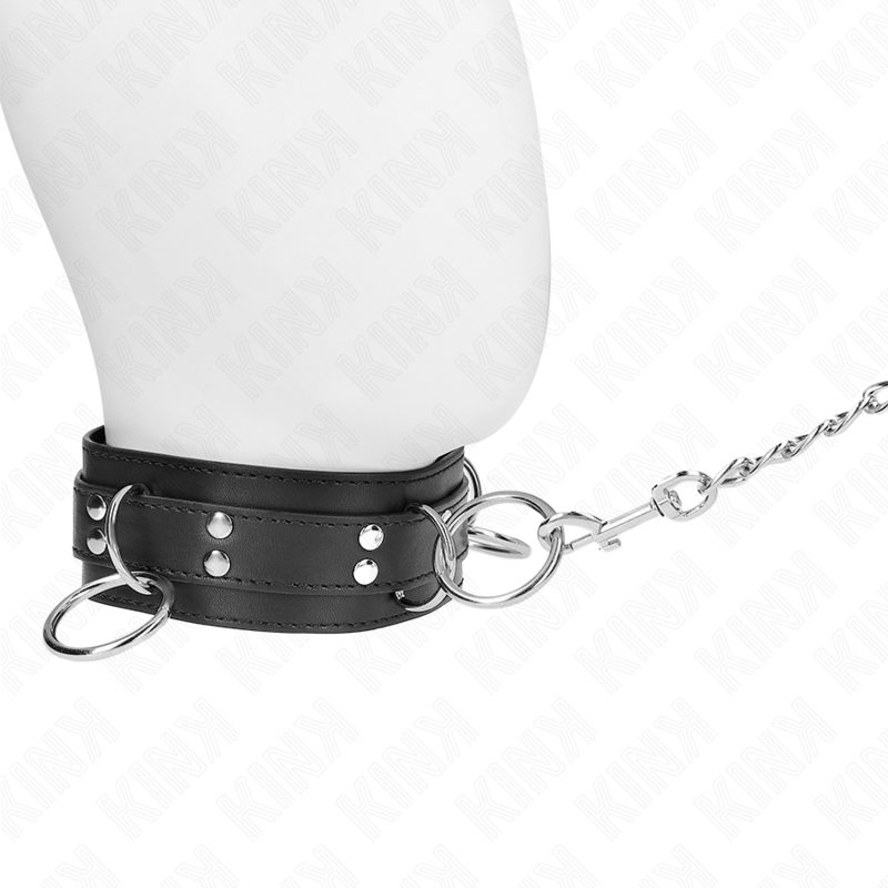 Alternative view of KINK - 3 RING SLAVERY NECKLACE WITH STRAP 80 CM 53 X 5 CM