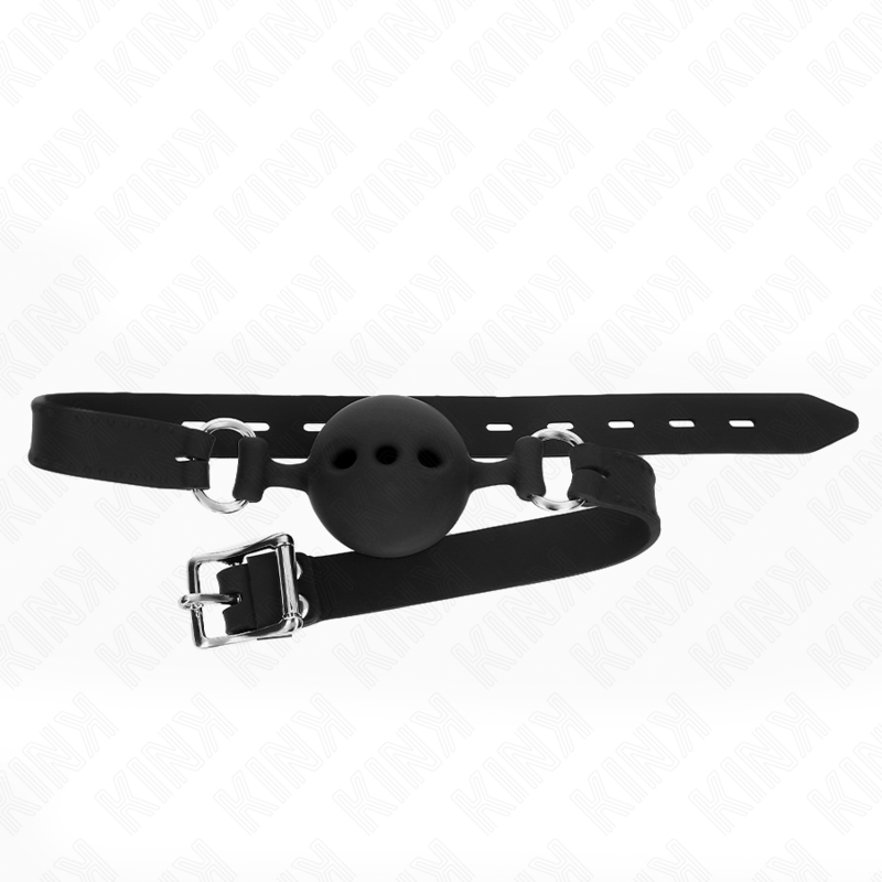 Alternative view of KINK - FULL SILICONE GAG 55 x 2 CM WITH 5 CM BALL SIZE L BLACK ADJUSTABLE 35-51 CM