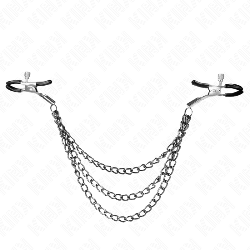 Alternative view of KINK - NIPPLE CLAMPS WITH 3 CHAINS BLACK 20/23/28 CM