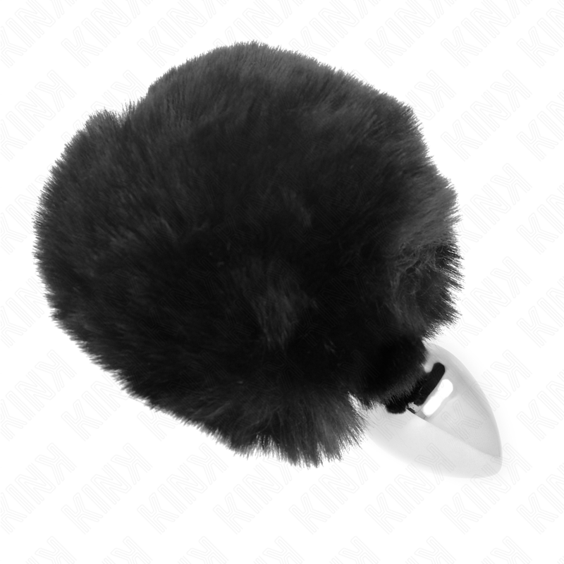 Alternative view of KINK - STAINLESS STEEL PLUG 7 x 3 CM WITH BLACK FAUX FUR RABBIT TAIL 8 CM