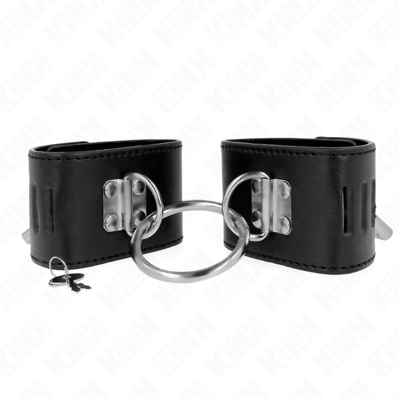 Alternative view of KINK - FIXED WRIST RESTRAINTS WITH RING AND PADLOCK CLOSURE BLACK ADJUSTABLE 16-23 CM X 5.5 CM