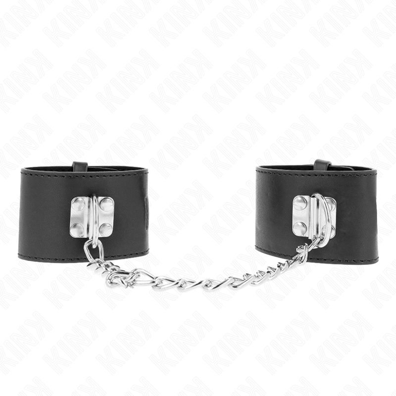 Alternative view of KINK - FIXED WRIST RESTRAINTS WITH CHAIN 30 CM AND PADLOCK CLOSURE BLACK ADJUSTABLE 16-23 CM X 5.5 CM