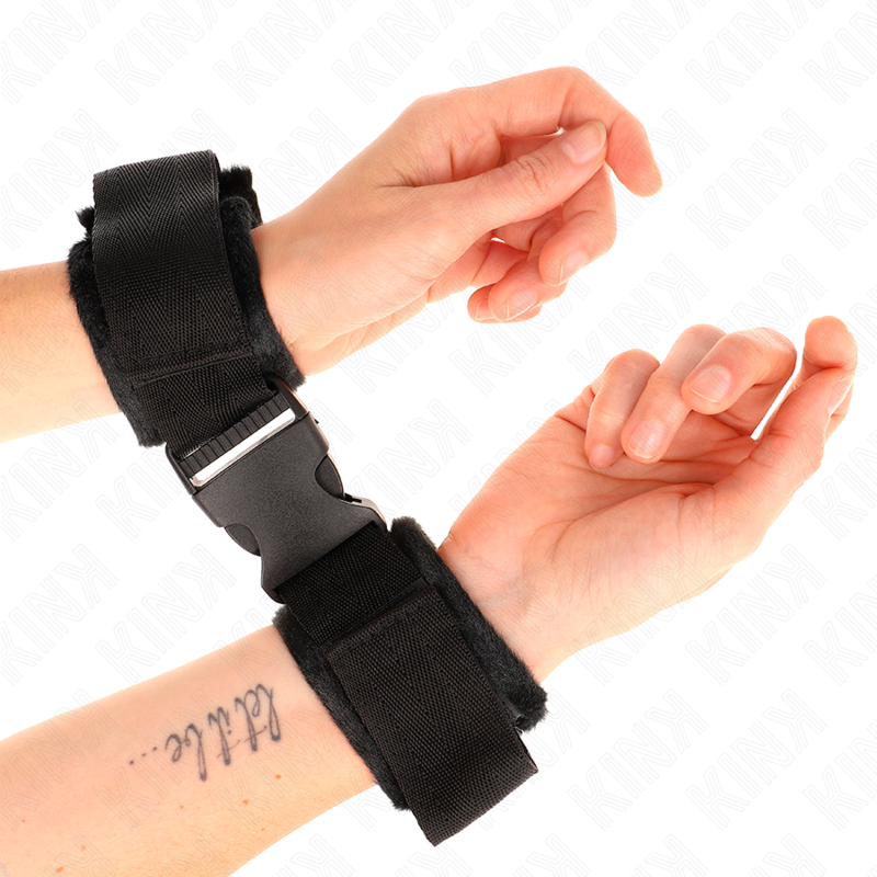 KINK - NYLON BIND HOOKLOOP WRIST RESTRAINTS RED-BLACK MODEL 1 AJDUSTABLE 25-35 CM X 6 CM