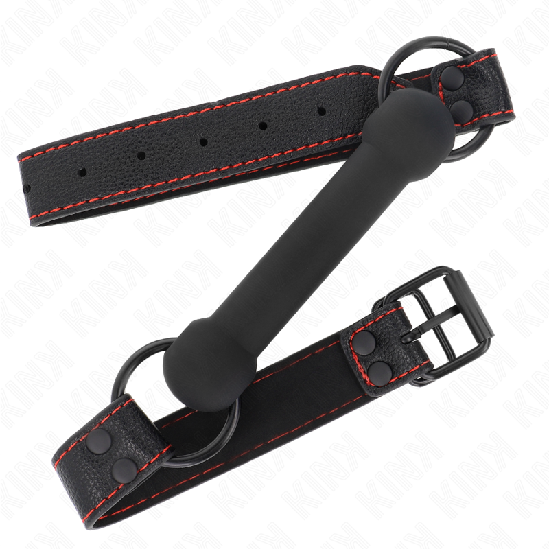Alternative view of KINK - BONE GAG WITH LEATHERETTE STRAP BLACK ADJUSTABLE 41-57 CM