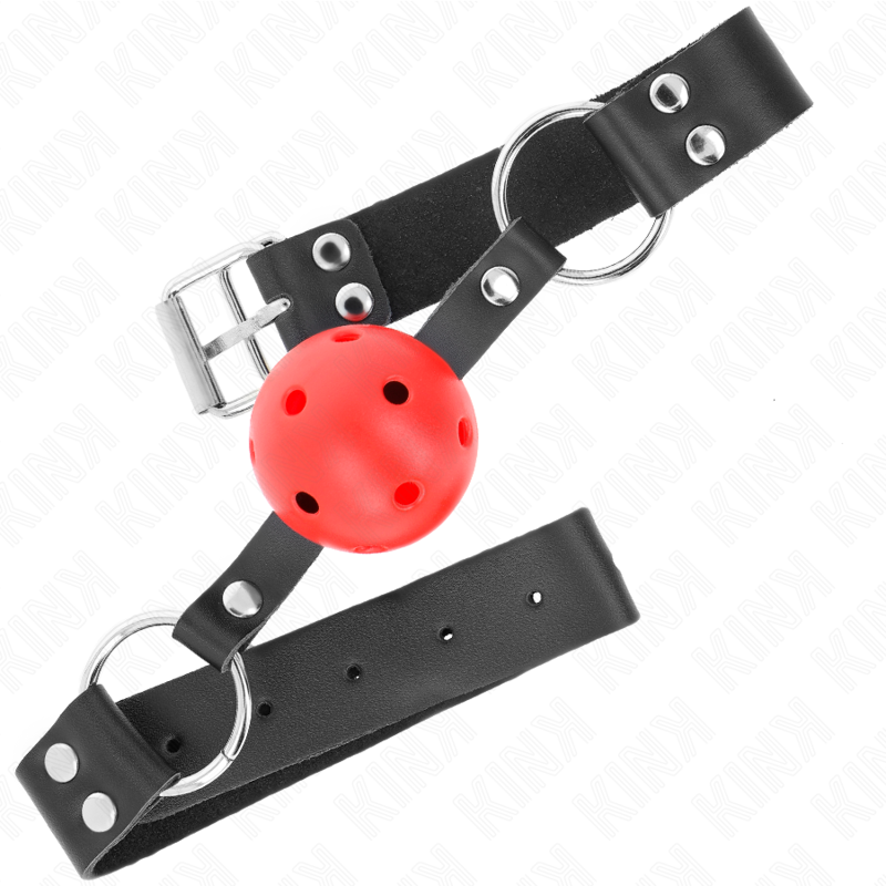 Alternative view of KINK - BREATHABLE BALL 4 CM GAG WITH DOUBLE RIVET RED 62.5 x 2.5 CM ADJUSTABLE 42-58 CM