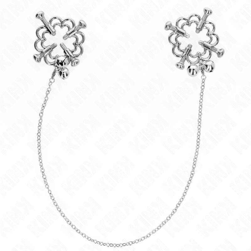 Alternative view of KINK - METAL FLOWER NIPPLE CLAMPS WITH CHAIN