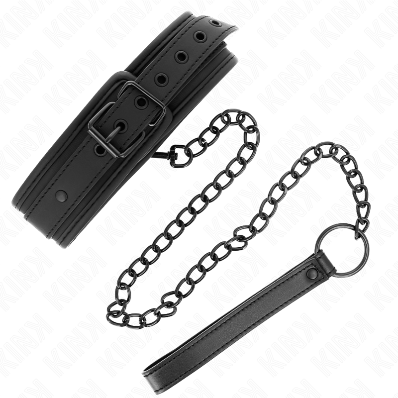 Alternative view of KINK - NEOPRENE BONDAGE COLLAR MODEL 1 WITH BELT 78 CM ADJUSTABLE 37.5 X 49.5 CM