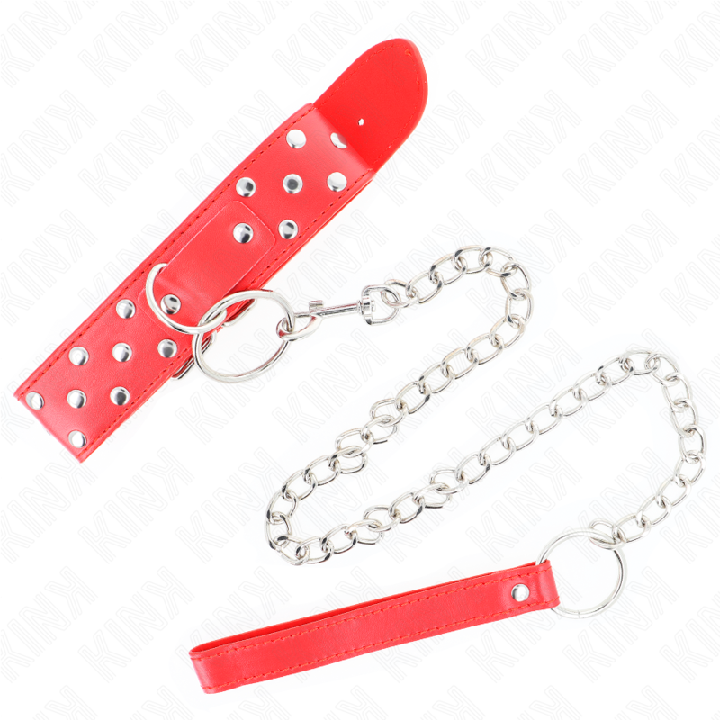 Alternative view of KINK - RING RIVET STRAP NECKLACE WITH BELT 65 CM RED ADJUSTABLE 36-50 CM X 3.8 CM