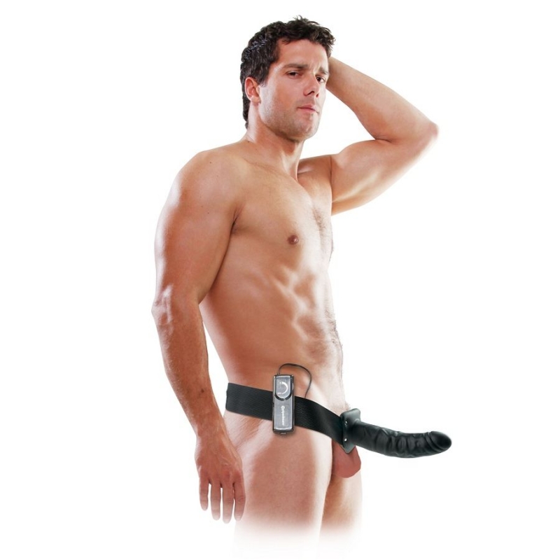 Alternative view of FETISH FANTASY SERIES - 19 CM VIBRATING HOLLOW STRAP-ON BLACK