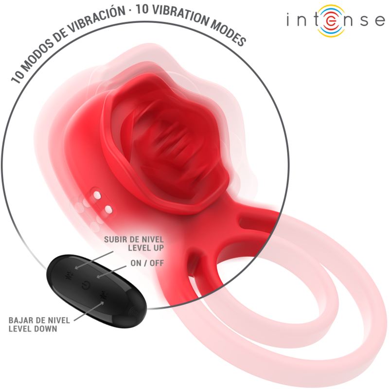 Alternative view of INTENSE - GAIL STIMULATOR ROSE 10 VIBRATIONS RED REMOTE CONTROL