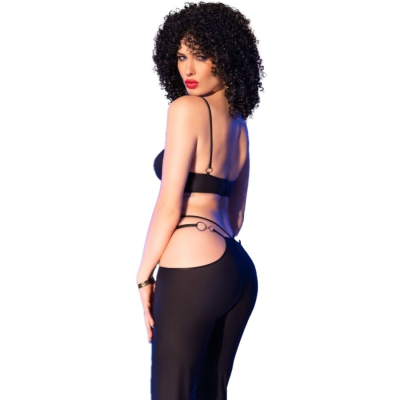 Alternative view of CHILIROSE - CR 4851 BLACK TOP AND LEGGINGS SET WITH GOLDEN ACCESSORIES S