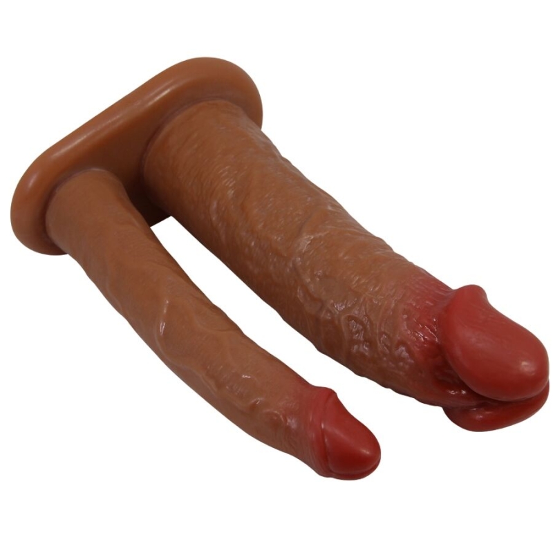 Alternative view of PRETTY LOVE - YAIRON DOUBLE PENIS SLEEVE WITH 4 CM EXTENSION MULATTO
