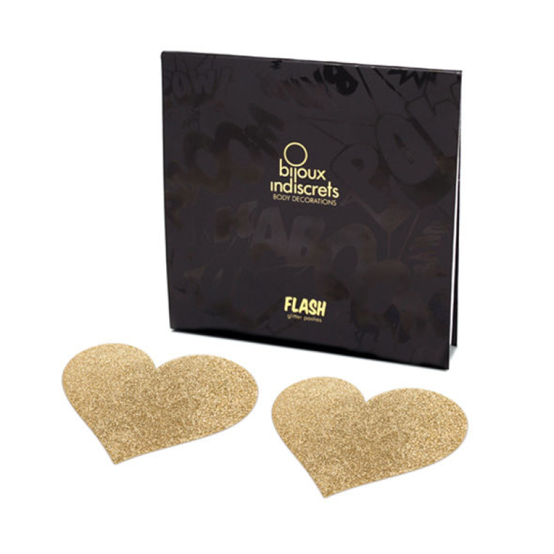 Alternative view of BIJOUX - INDISCRETS FLASH GOLDEN HEART NIPPLE COVERS