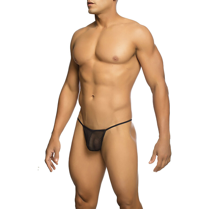 Alternative view of MOB - TRANSPARENT T-SHAPED THONG BLACK SIZE L/XL