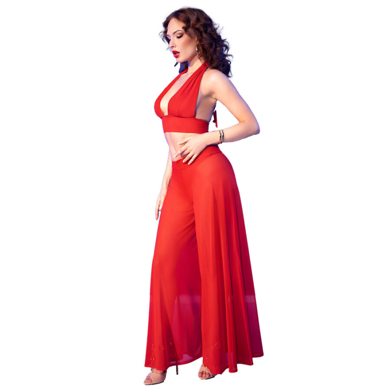 Alternative view of CHILIROSE - CR 4857 RED TOP AND PANTS SET SIZE S