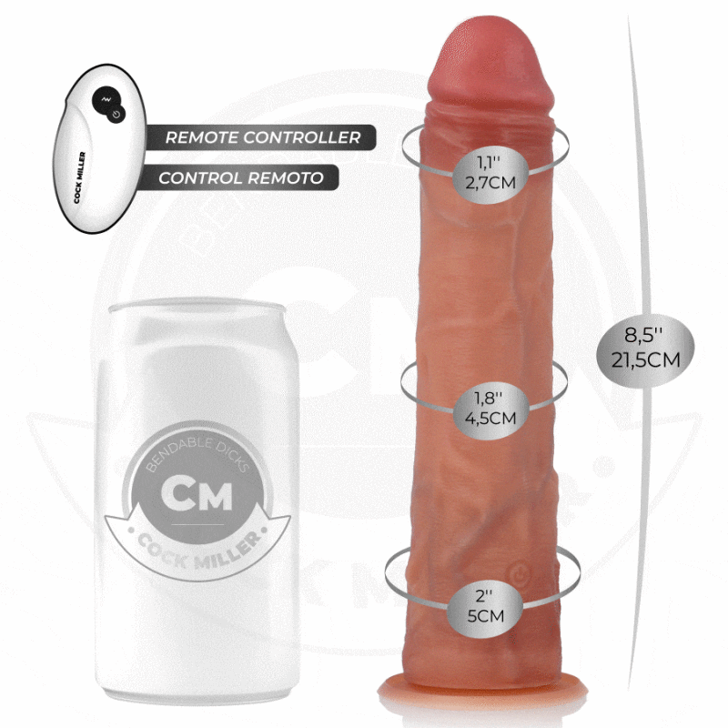 Alternative view of COCK MILLER - REALISTIC DILDO WITH SUCTION CUP AND VIBRATION WITH REMOTE CONTROL 21.5 CM
