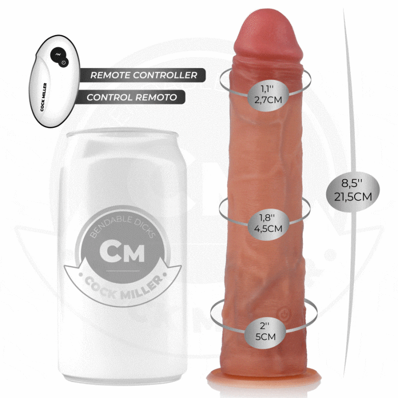 Alternative view of COCK MILLER - REALISTIC DILDO WITH SUCTION CUP AND REMOTE CONTROL VIBRATION 19.5 CM