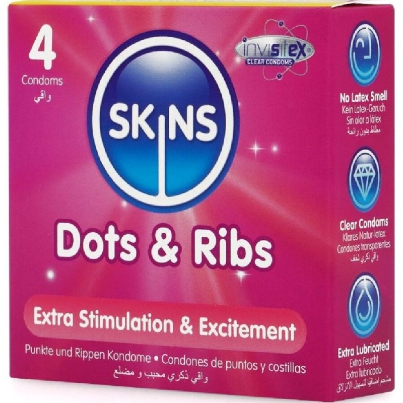 Alternative view of SKINS - DOTS  RIBS PREMIUM CONDOMS PACK 4