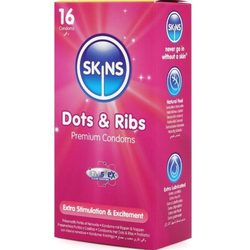 Alternative view of SKINS - DOTS  RIBS PREMIUM CONDOMS PACK 16
