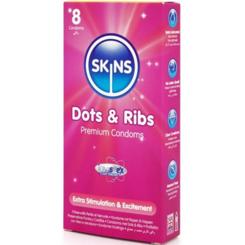 Alternative view of SKINS - DOTS  RIBS PREMIUM CONDOMS PACK 8