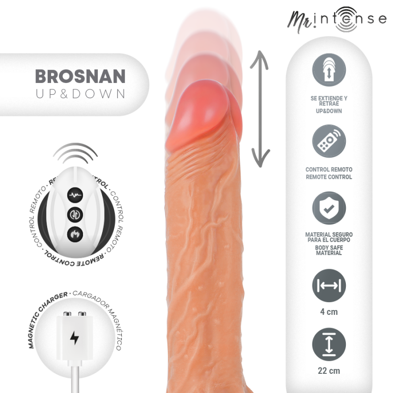 Alternative view of MR INTENSE - BROSNAN REALISTIC MULTIFUNCTIONAL WITH VIBRATION, UP AND DOWN REMOTE CONTROL, 22 CM - OR - 4 CM