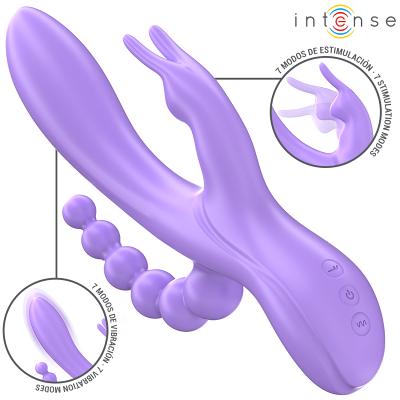 Alternative view of INTENSE - MIKO TRIPLE VIBRATOR RABBIT  STIMULATOR  ANAL 7 VIBRATIONS PURPLE
